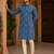 Royal blue printed men’s ethnic kurta