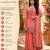 Peach embroidered silk blend free size stiched kurta palazzo set with dupatta for women