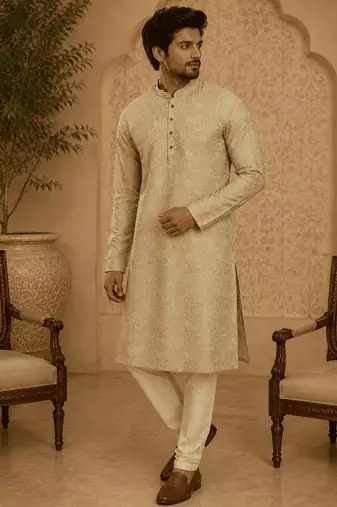  pastel gold printed  kurta