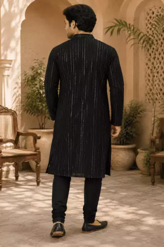 Midnight luxe black embellished kurta