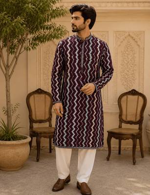  maroon zigzag printed  kurta 1