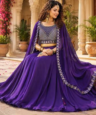 blue silk lehenga choli - free size  2