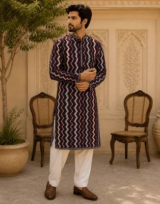  maroon zigzag printed  kurta 2