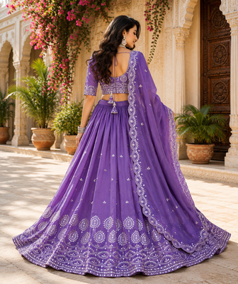 blue silk lehenga choli - free size  2