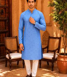 Sky blue ethnic printed kurta