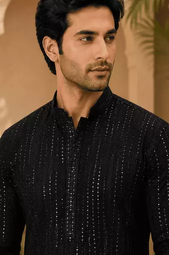 Midnight luxe black embellished kurta