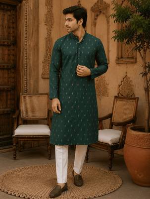 Green ethnic printed kurta 1