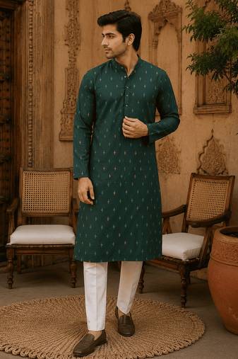 Green ethnic printed kurta
