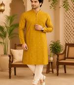 Yellow ethnic printed kurta