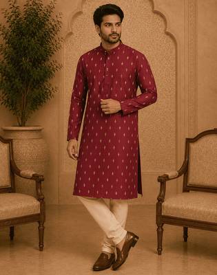 Maroon ethnic printed kurta 1