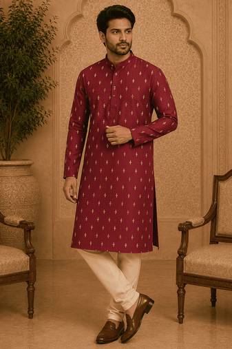 Maroon ethnic printed kurta