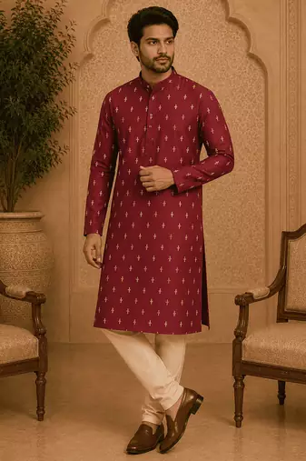 Maroon ethnic printed kurta