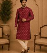 Maroon ethnic printed kurta