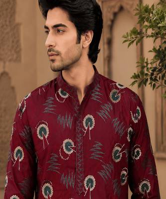  maroon printed  ethnic kurta 4