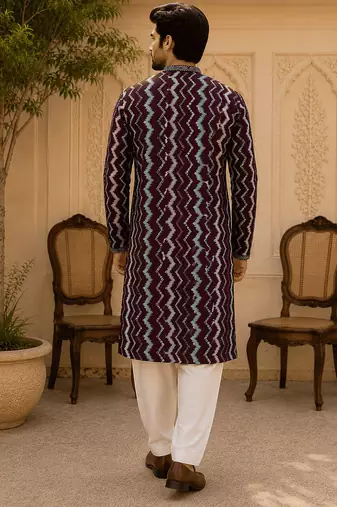  maroon zigzag printed  kurta