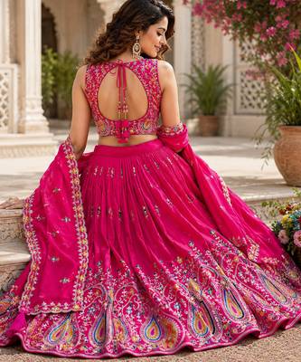 pink silk lehenga choli - free size  2