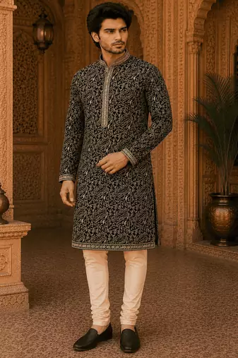  black embroidered  kurta  (with inner lining)