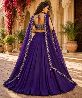 blue silk lehenga choli - free size  3