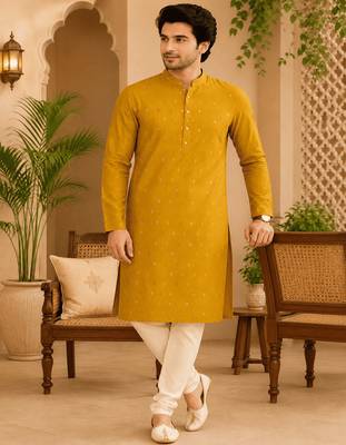 Yellow ethnic printed kurta 2