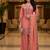 Peach embroidered silk blend free size stiched kurta palazzo set with dupatta for women