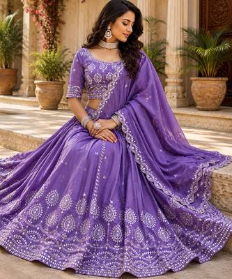 blue silk lehenga choli - free size  3