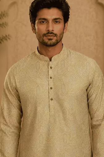 pastel gold printed  kurta
