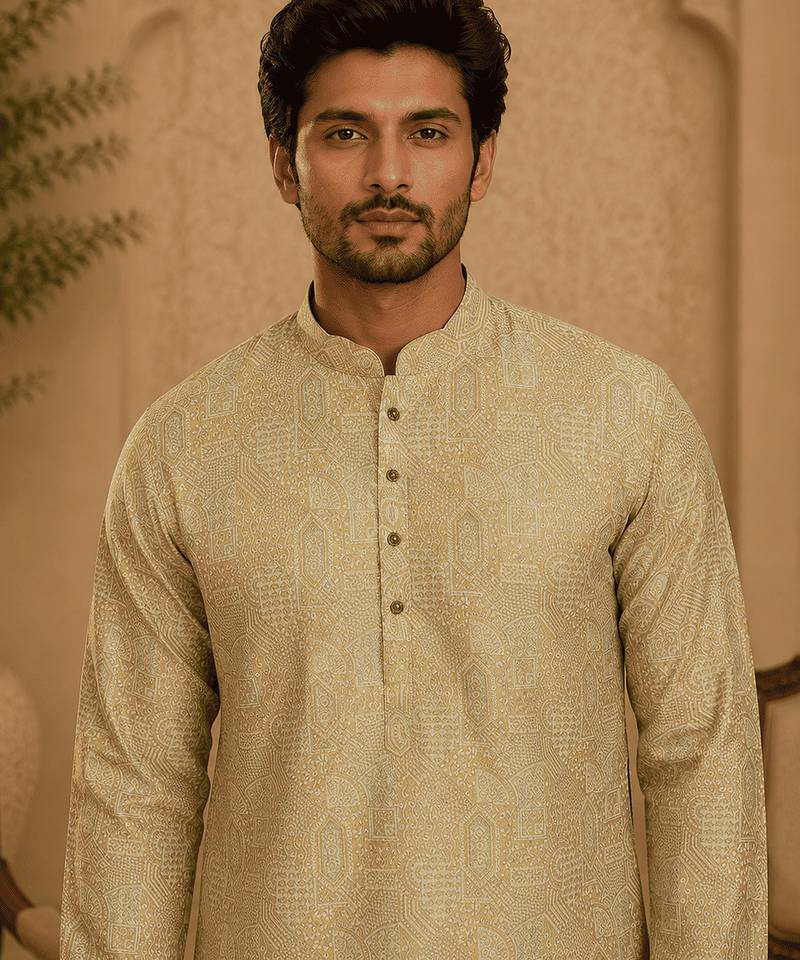  pastel gold printed  kurta