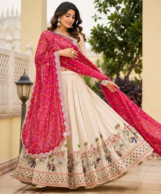 cream tissue lehenga choli - free size  1