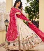 cream tissue lehenga choli - free size 