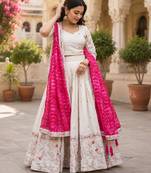 cream tissue lehenga choli - free size 
