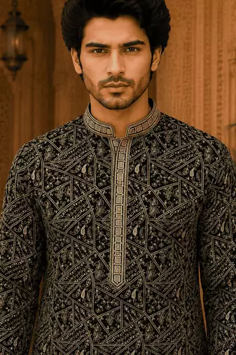  black embroidered  kurta  (with inner lining)