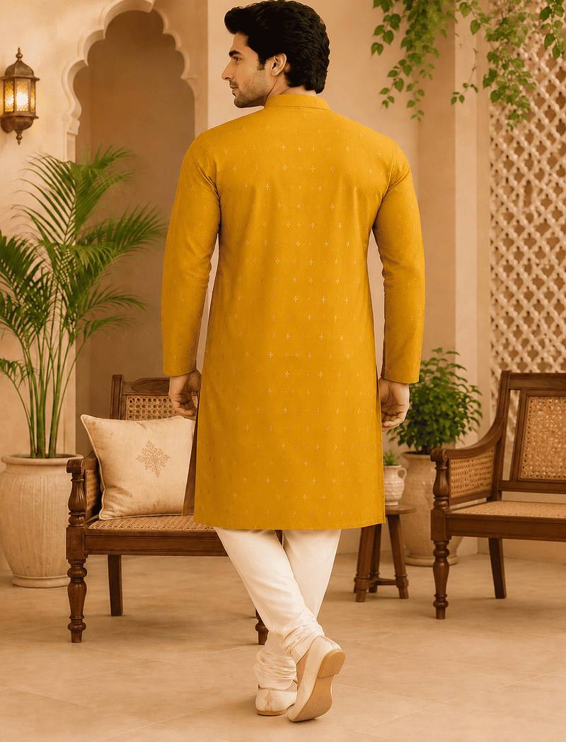 Yellow ethnic printed kurta