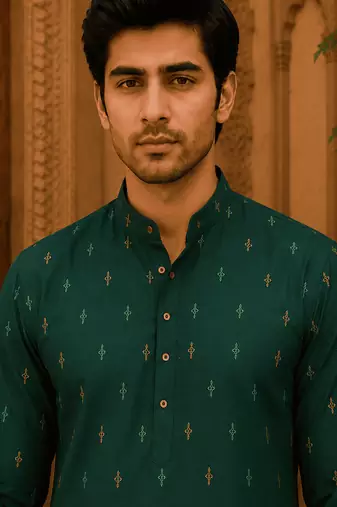 Green ethnic printed kurta