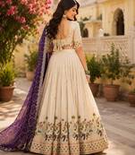 cream georgette lehenga choli - free size 