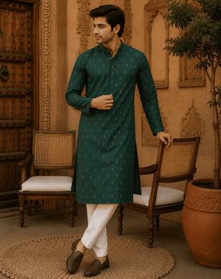 Green ethnic printed kurta 4