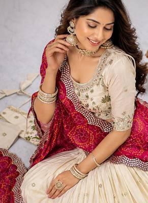 cream tissue lehenga choli - free size  3