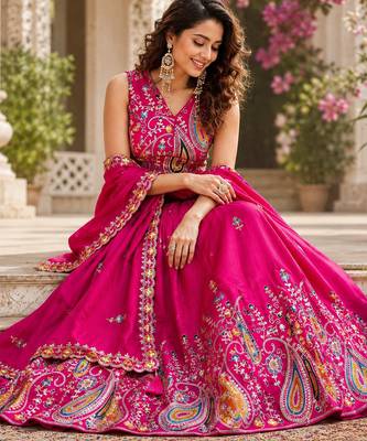 pink silk lehenga choli - free size  3
