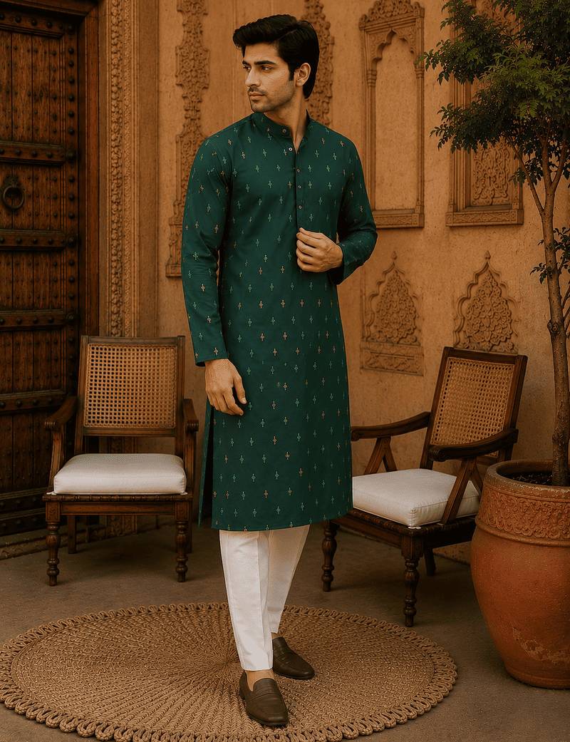 Green ethnic printed kurta