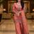Peach embroidered silk blend free size stiched kurta palazzo set with dupatta for women