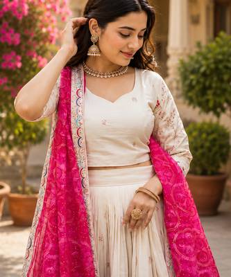 cream tissue lehenga choli - free size  2