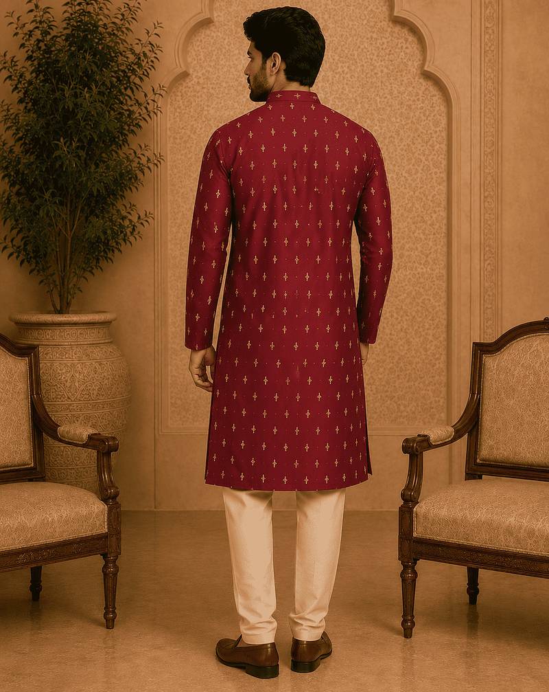 Maroon ethnic printed kurta