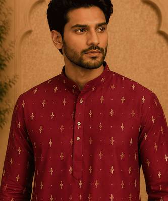 Maroon ethnic printed kurta 5