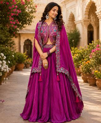 purple silk lehenga choli - free size  1