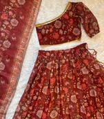 red georgette lehenga choli - free size 