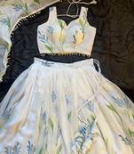 white georgette lehenga choli - free size 
