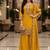 Mustard embroidered silk blend free size stiched kurta palazzo set with dupatta for women