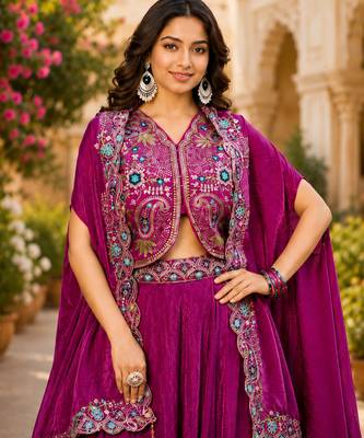 purple silk lehenga choli - free size  2
