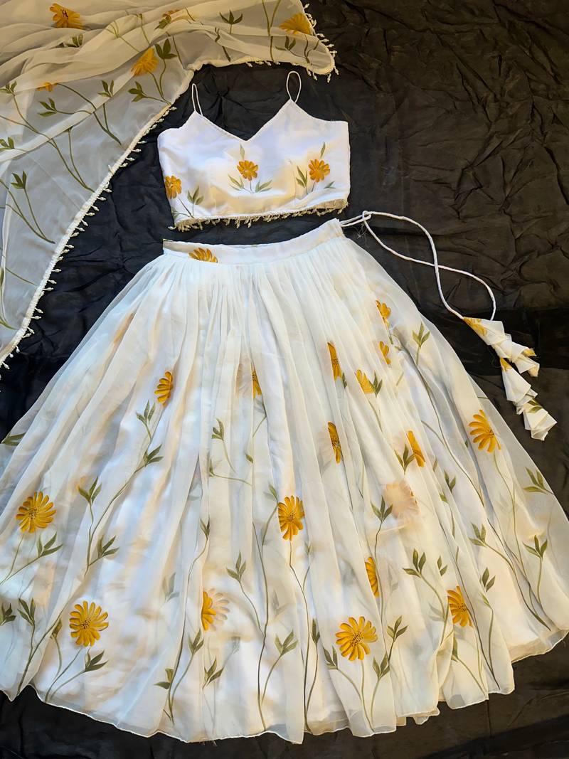 white organza lehenga choli - free size 