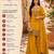 Mustard embroidered silk blend free size stiched kurta palazzo set with dupatta for women