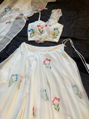 white georgette lehenga choli - free size  2